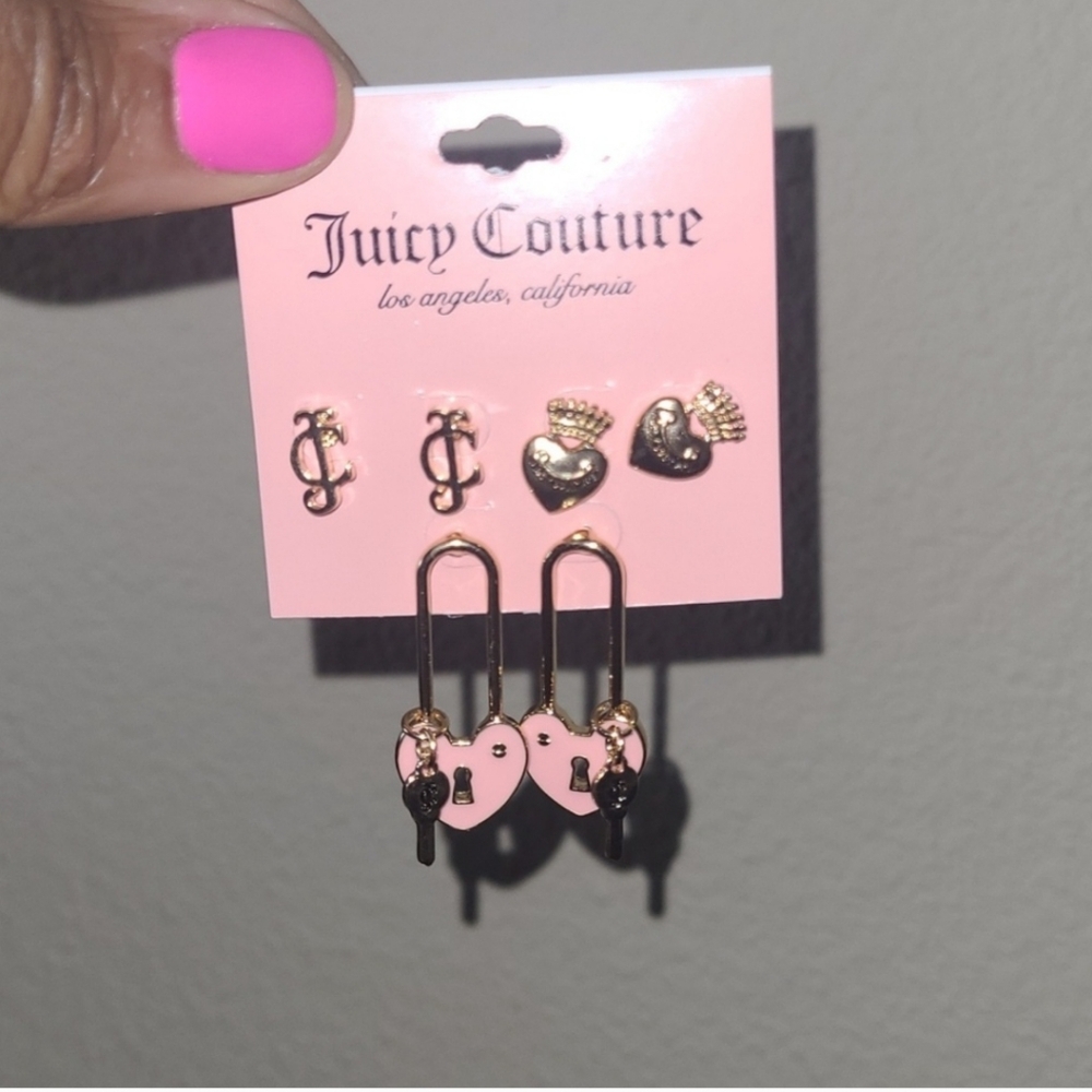 Juicy Couture Gold Heart Earrings Set